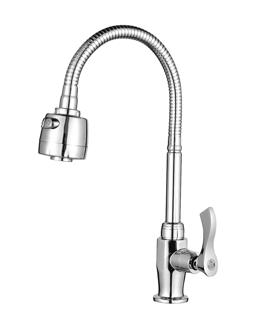 MET-409 Grifería Flexible Agua Fria con doble función para fregadero Cromada