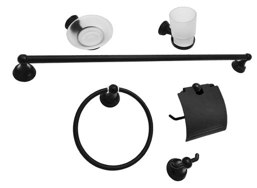 [DAM-3400] AGOTADO DAM-3400 Set de Accesorios para Baño 6 piezas Negro