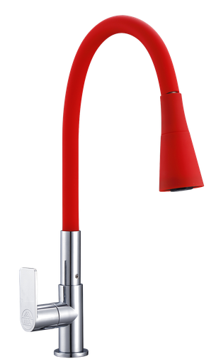[MET-614] MET-614 Grifería Flexible Agua Fria con doble función para fregadero Roja